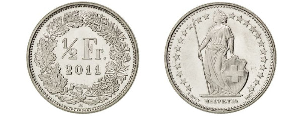 moneta 1/2 franka szwajcarskiego