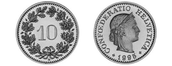 moneta 10 centymów franka szwajcarskiego