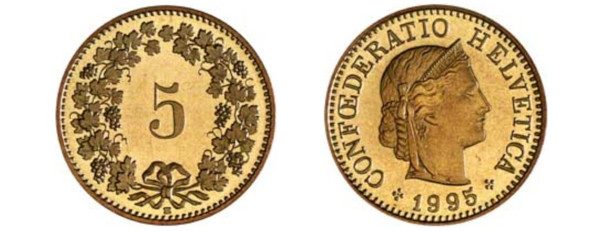 moneta 10 centymów franka szwajcarskiego